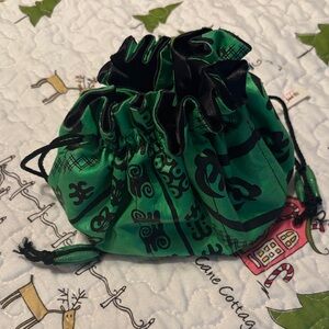 Green and Black Drawstring Pouch